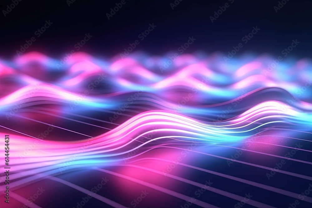 abstract futuristic background with pink blue glowing neon moving high speed wave lines and bokeh lights. Data transfer concept Fantastic wallpaper, Ai Generative abstract futuristic background with pink blue glowing neon moving high speed wave lines and bokeh lights. Data transfer concept Fantastic wallpaper, Ai Generative