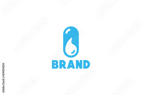 Creative logo design depicting a piill with a droplet, designated to the cleaning industry.