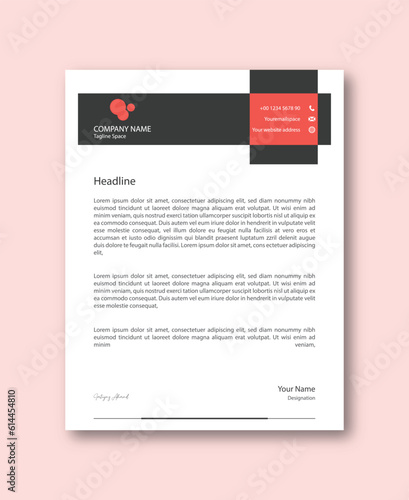 Abstract Corporate Business Style Letterhead Design Vector Template For Your Project. Simple And Clean Print Ready Design, Elegant Flat Design Vector Illustration.