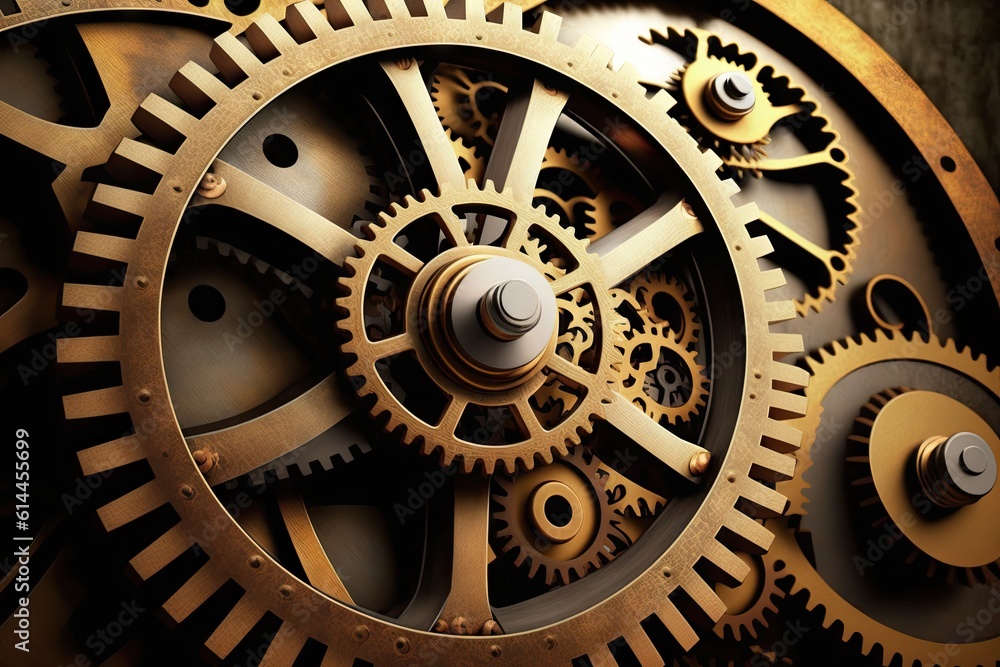 Gears and cogs on the mechanism of a clockwork