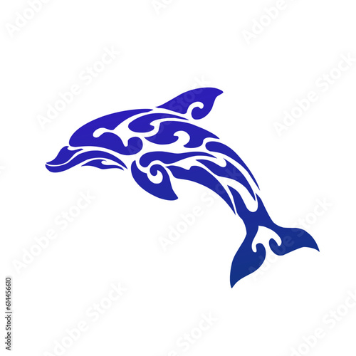 Illustration vector graphic of  tribal art dolphin tatto design 