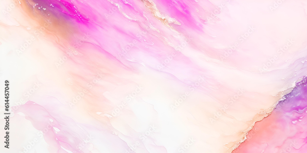 Abstract painterly background mixing fluid liquid paints, soft pinks and light paint splashes. AI generation