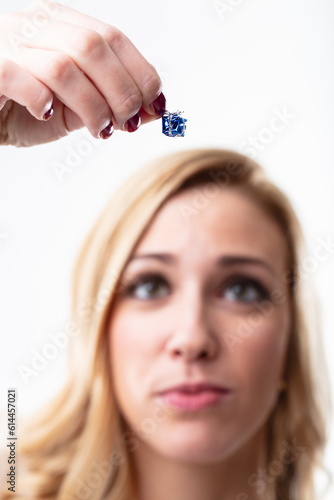 Blurry woman, too tiny disappointing present photo