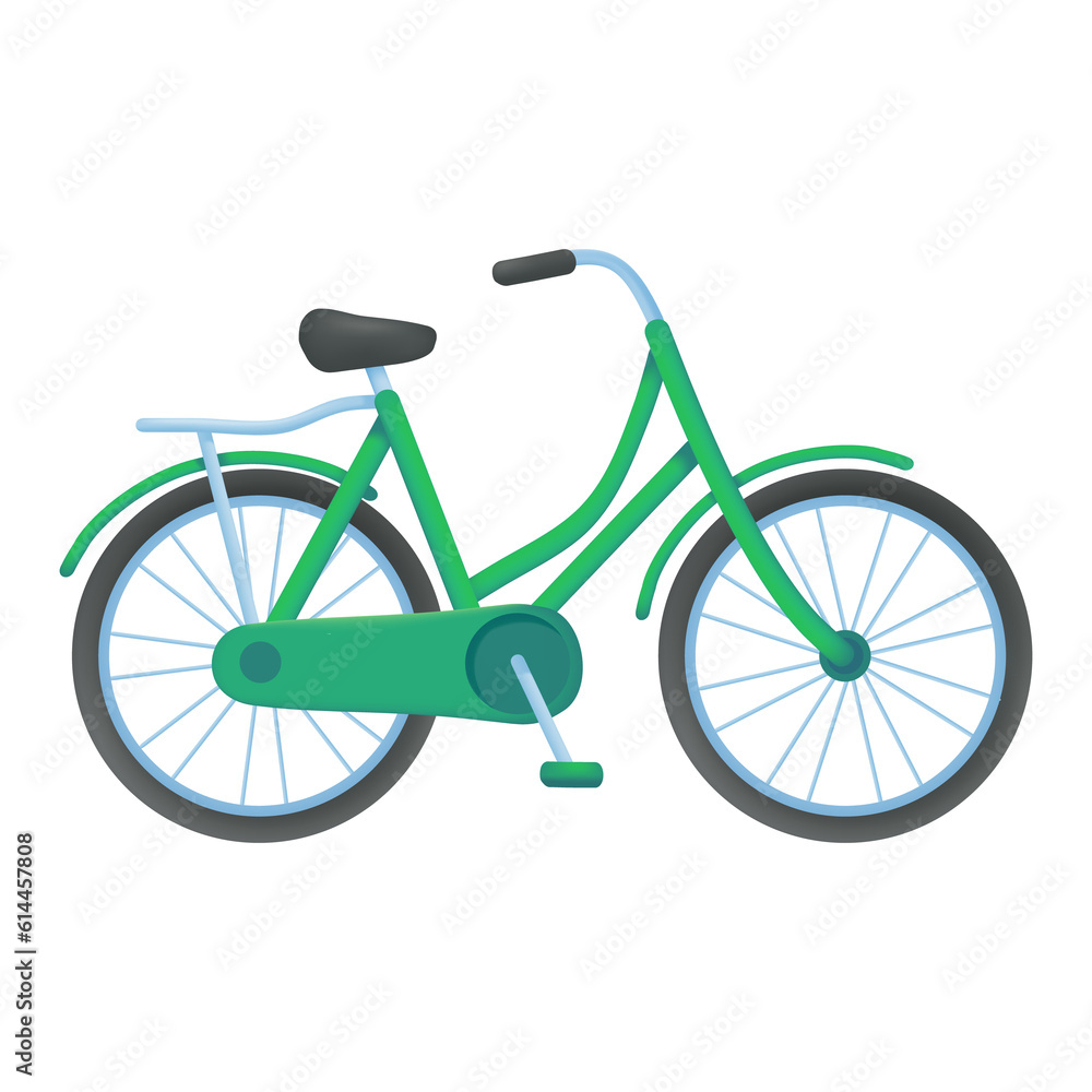 green bike Carbon dioxide emission reduction concept for the planet. 3d illustration green bike Carbon dioxide emission reduction concept for the planet. 3d illustration