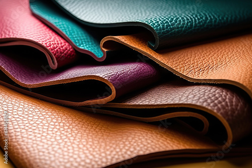 Colorful Pieces of Leather for Handmade Bags, Wallets, Shoes, and Accessories. created with Generative AI