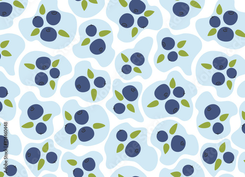 Fototapeta Naklejka Na Ścianę i Meble -  Blueberry hand drawn seamless vector pattern on a white background
