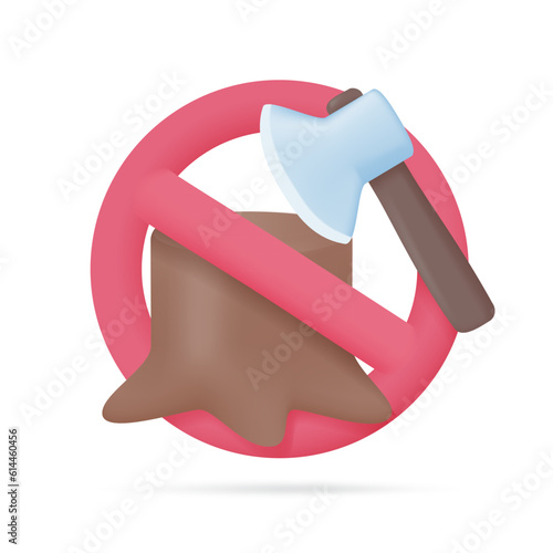ax to cut trees The concept of banning deforestation by reducing the cutting of trees.