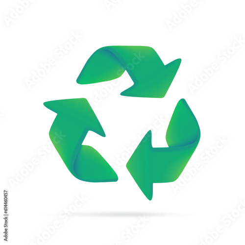 green recycling arrow symbol Reuse concept for the planet. 3d illustration.