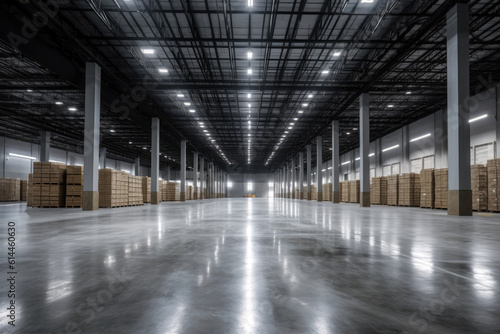 Large warehouse building and including a distribution warehouse and a domestic room. High quality photo