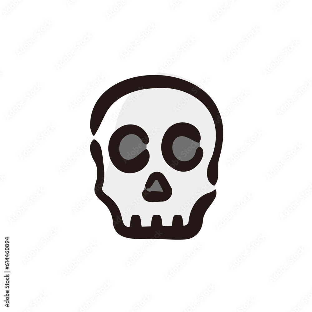 Skull - Halloween icon/illustration (Hand-drawn line, colored version)