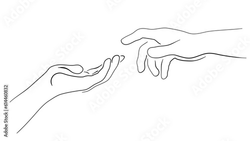 The touch of hands, vector illustration.