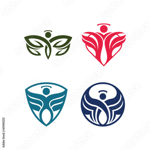 Set of Human Angel logo design template  element graphic illustration design