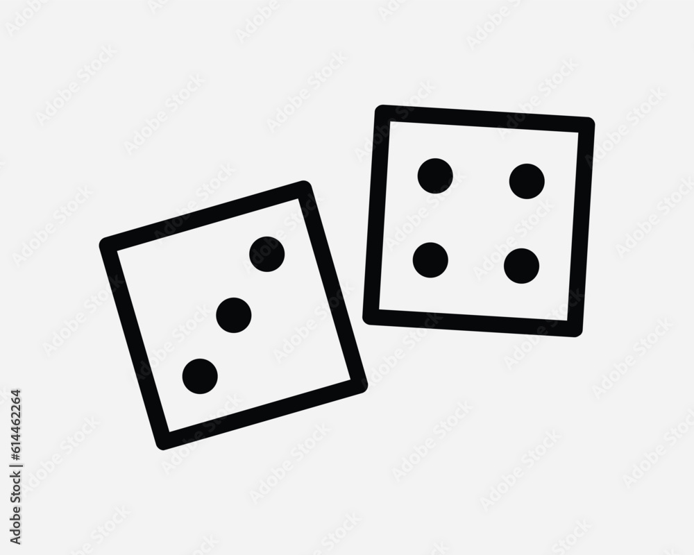 Casino Dice Icon. Gambling Gamble Luck Game Play Fortune Cube Success Betting Black White Sign Symbol Illustration Artwork Graphic Clipart EPS Vector