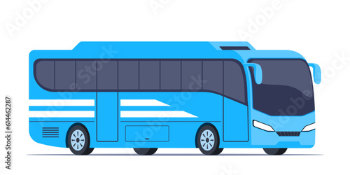 Big tour bus. Public passenger transport. Modern touristic bus. Vector illustration.