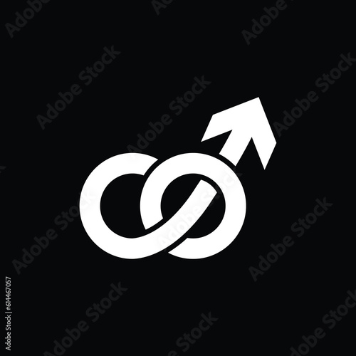 Masculism symbol, blue male fist color with arrow in circle vector template. Men rights fight icon photo