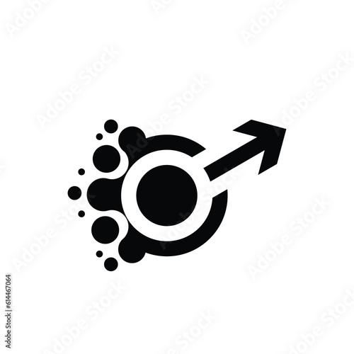 Masculism symbol, blue male fist color with arrow in circle vector sign template. Men rights fight logo photo