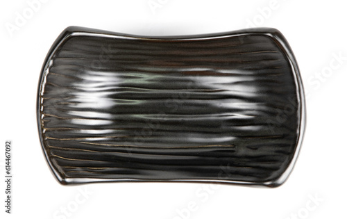 Black ceramic bowl isolated on white background.