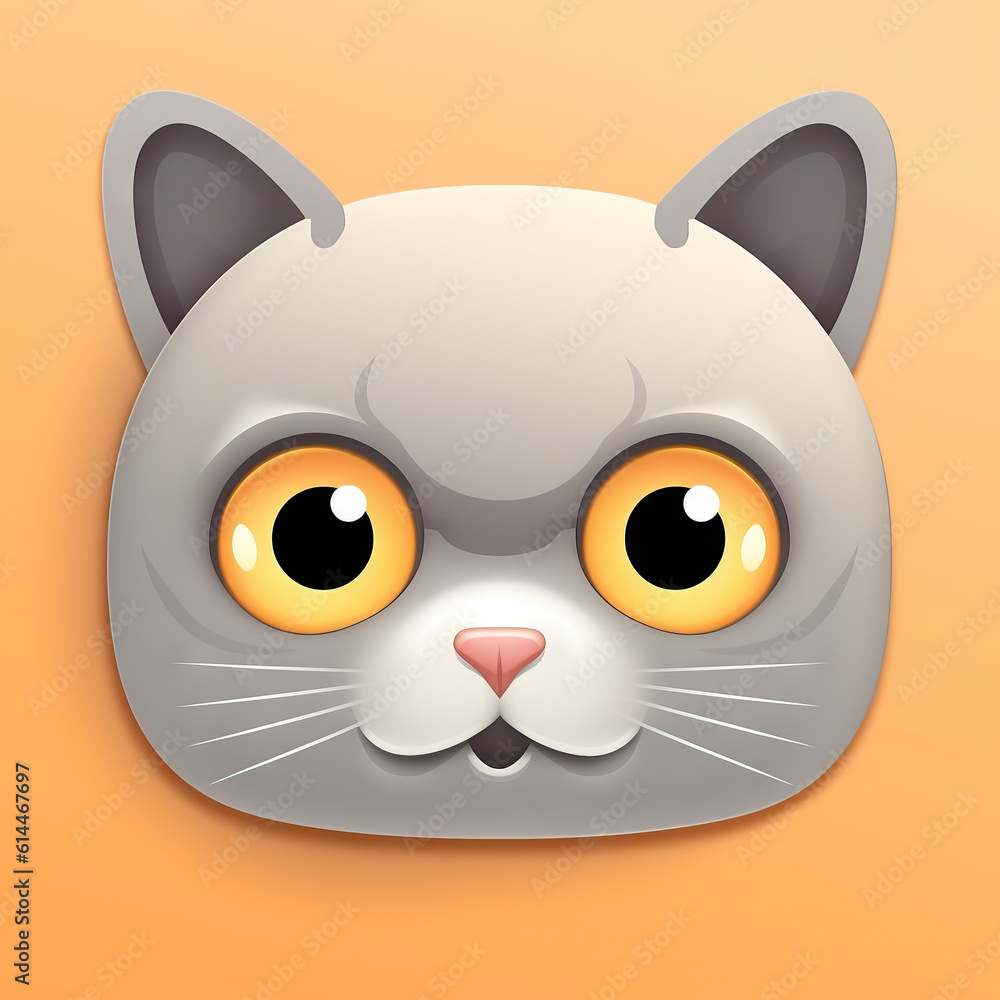 Cute kitten - ios style icon - Generative AI, AI generated