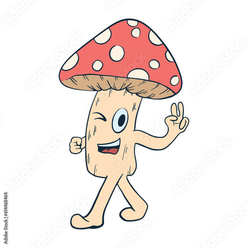 Cute Mushroom Cartoon ,good for graphic design resources, prints, merch, posters, children books, and more.