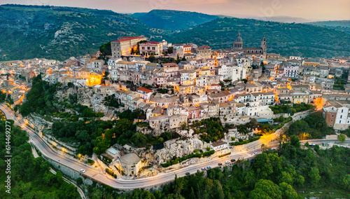 Aerial view of Ragusa in Val di Noto, southern Sicily, Italy