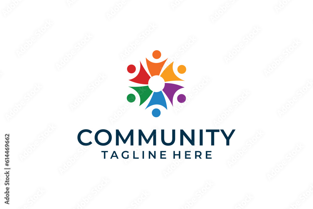 Abstract community people colorful logo icon minimalist style