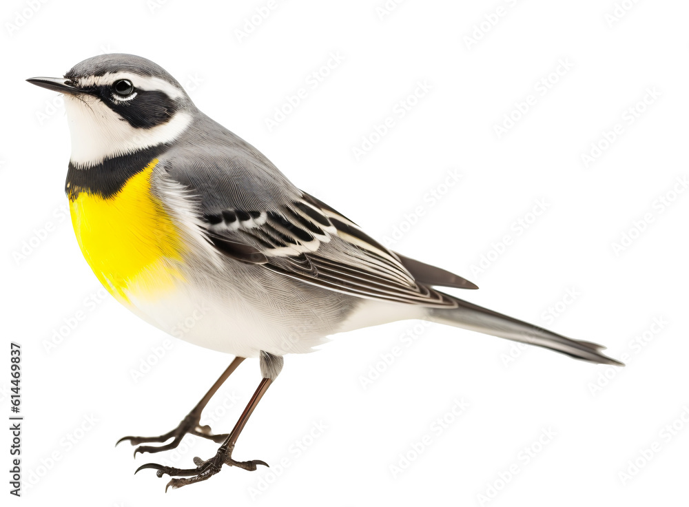 Obraz premium gray wagtail isolated on the transparent background PNG. AI generative.