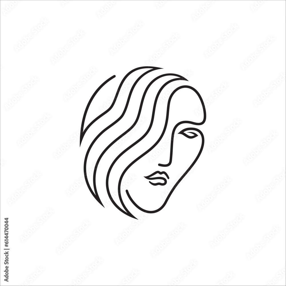 Woman face logo concept in continuous line style Woman face logo concept in continuous line style