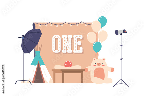 Cozy And Inviting Photo Studio Interior Designed Specifically For Capturing Beautiful Moments Of Babies, Illustration