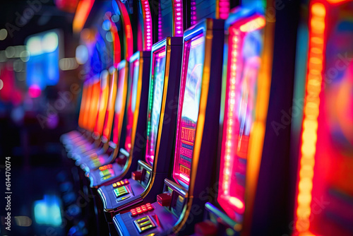 a row of slot machines in a casino, Ai generative © ZoomTeam