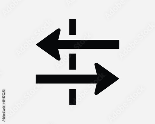 Cross Border Icon. Left Right Arrow Osmosis Membrane Filter Transfer Exchange Black White Sign Symbol Illustration Artwork Graphic Clipart EPS Vector