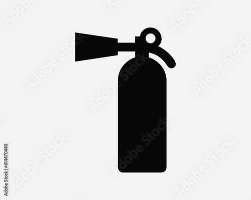 Fire Extinguisher Icon. Flame Safety Device Emergency Protection Equipment. Black White Sign Symbol Illustration Artwork Graphic Clipart EPS Vector