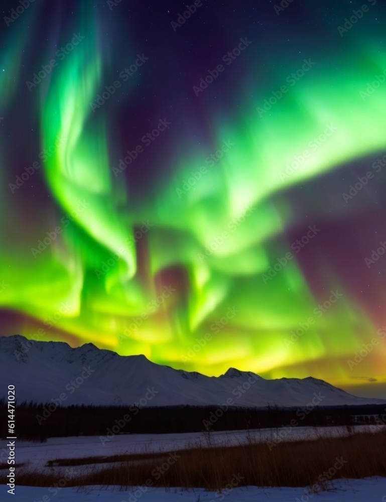 aurora borealis in the mountains