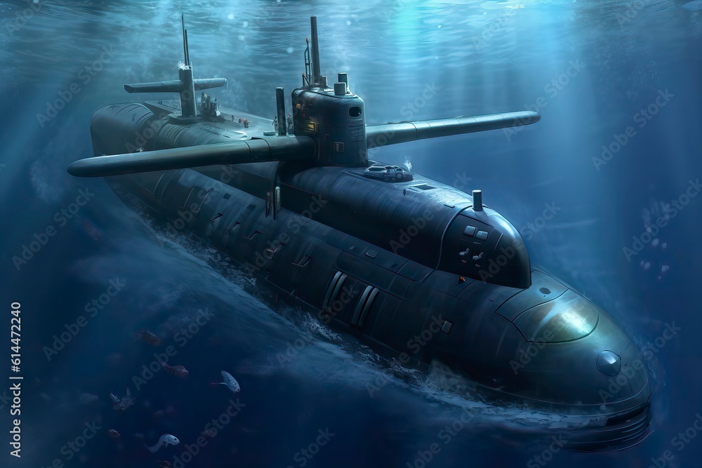Submarine Illustration. Transportation illustration. Generative AI Submarine Illustration. Transportation illustration. Generative AI