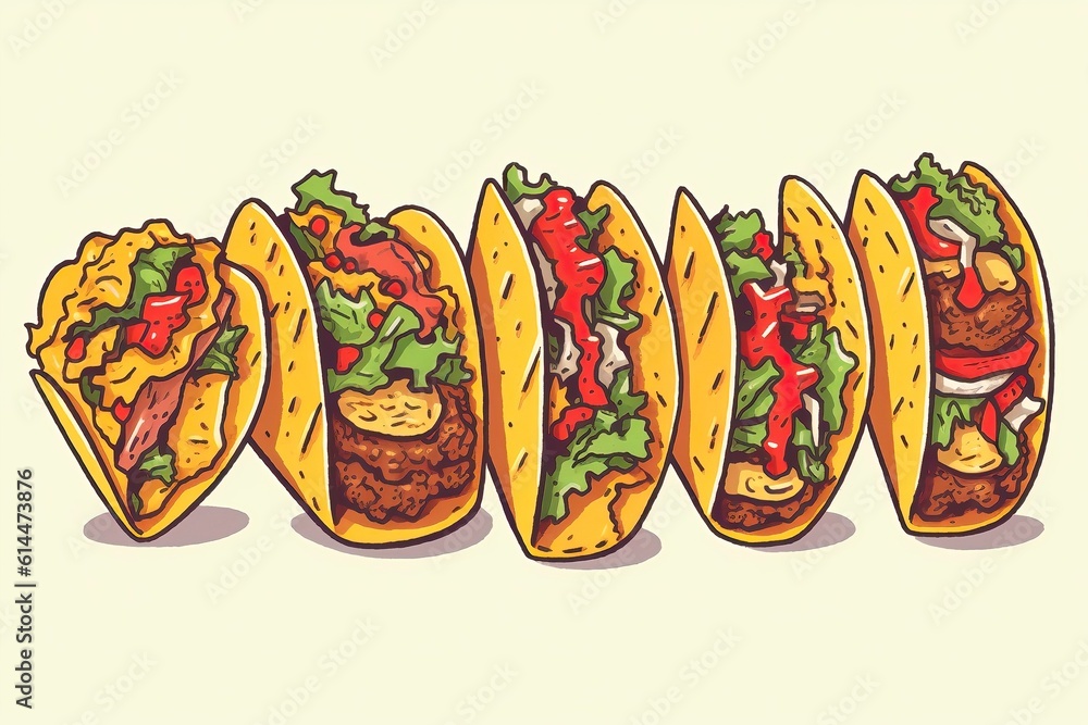 Tacos illustration  Food illustration.Generative AI
