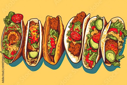 Tacos illustration  Food illustration.Generative AI
