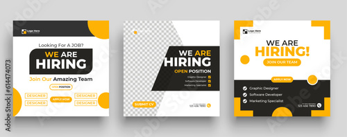 We are hiring job vacancy social media post or square web banner template design

