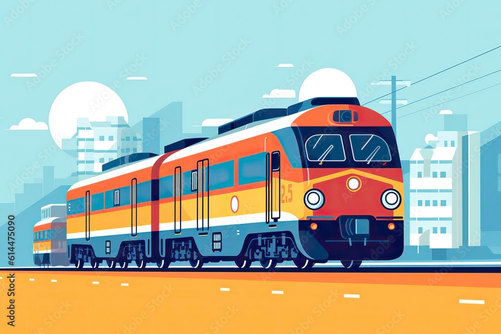 Train Illustration. Transportation illustration. Generative AI
