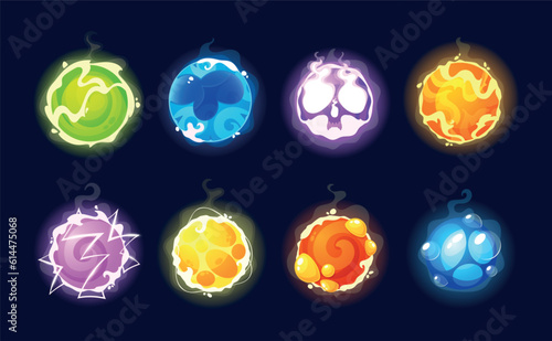 Set Of Magic Spheres, Possessing Mystical Powers And Captivating Colors, Allowing Users To Unlock Hidden Realms