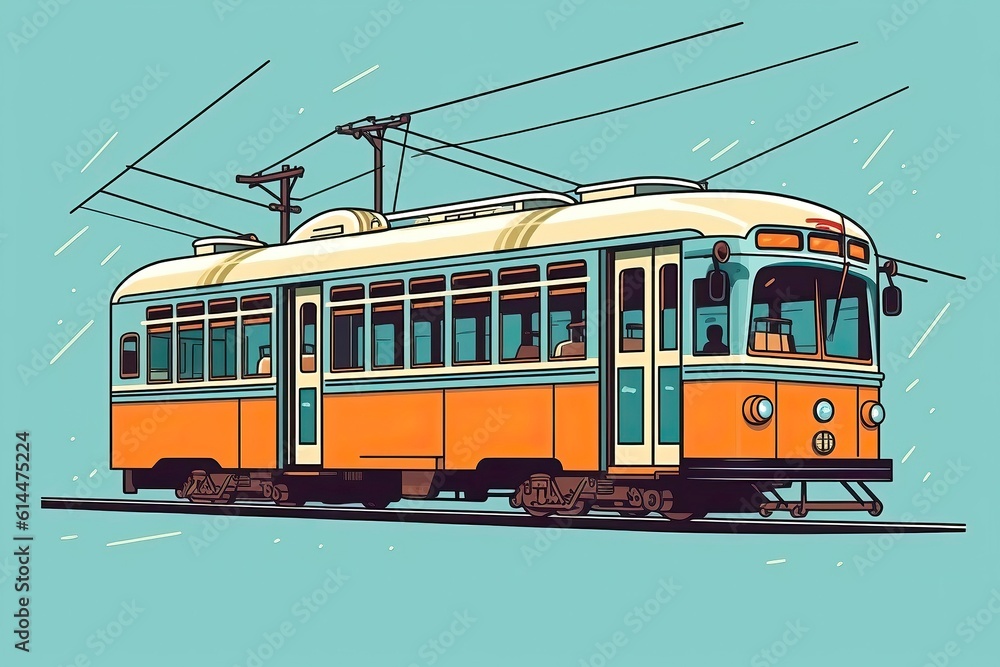 Tram Illustration. Transportation illustration. Generative AI

