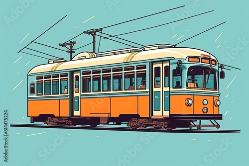 Tram Illustration. Transportation illustration. Generative AI 