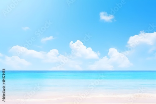 Beautiful beach and blue sky. ocean. seascape. Summer Sun Clean Air. generative ai © Sodapeaw