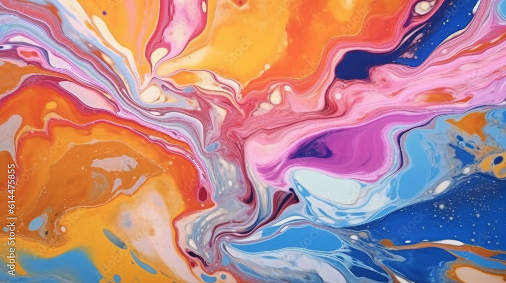 Brilliant abstract pattern created by mixing paints of different colors, abstract background