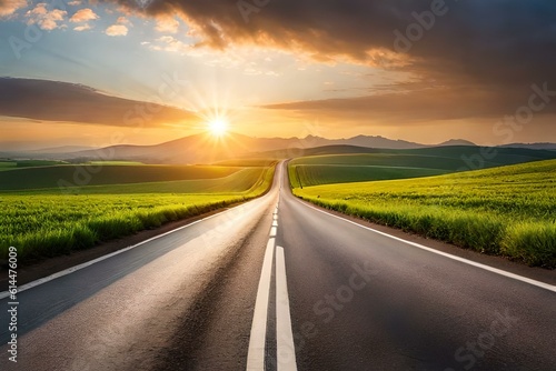 road in the sunset