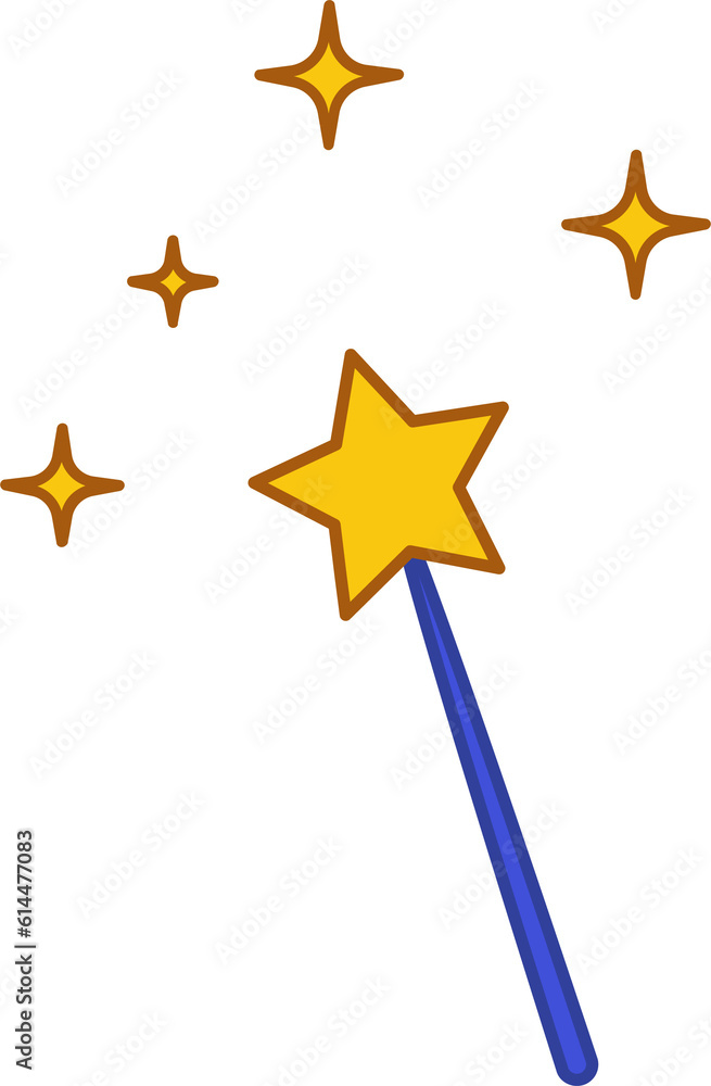 Magic wand with star decoration design. Magic wand with star decoration design.