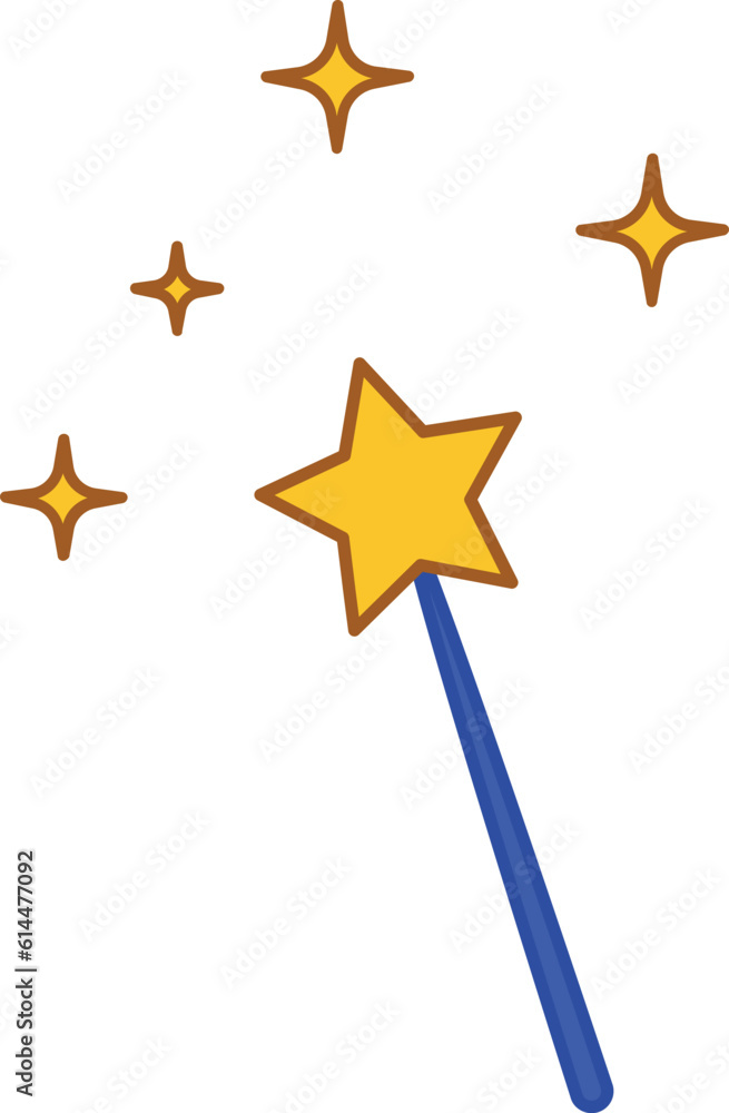 Magic wand with star decoration design. Magic wand with star decoration design.