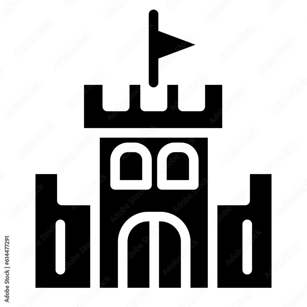 Castle Glyph Icon Style 