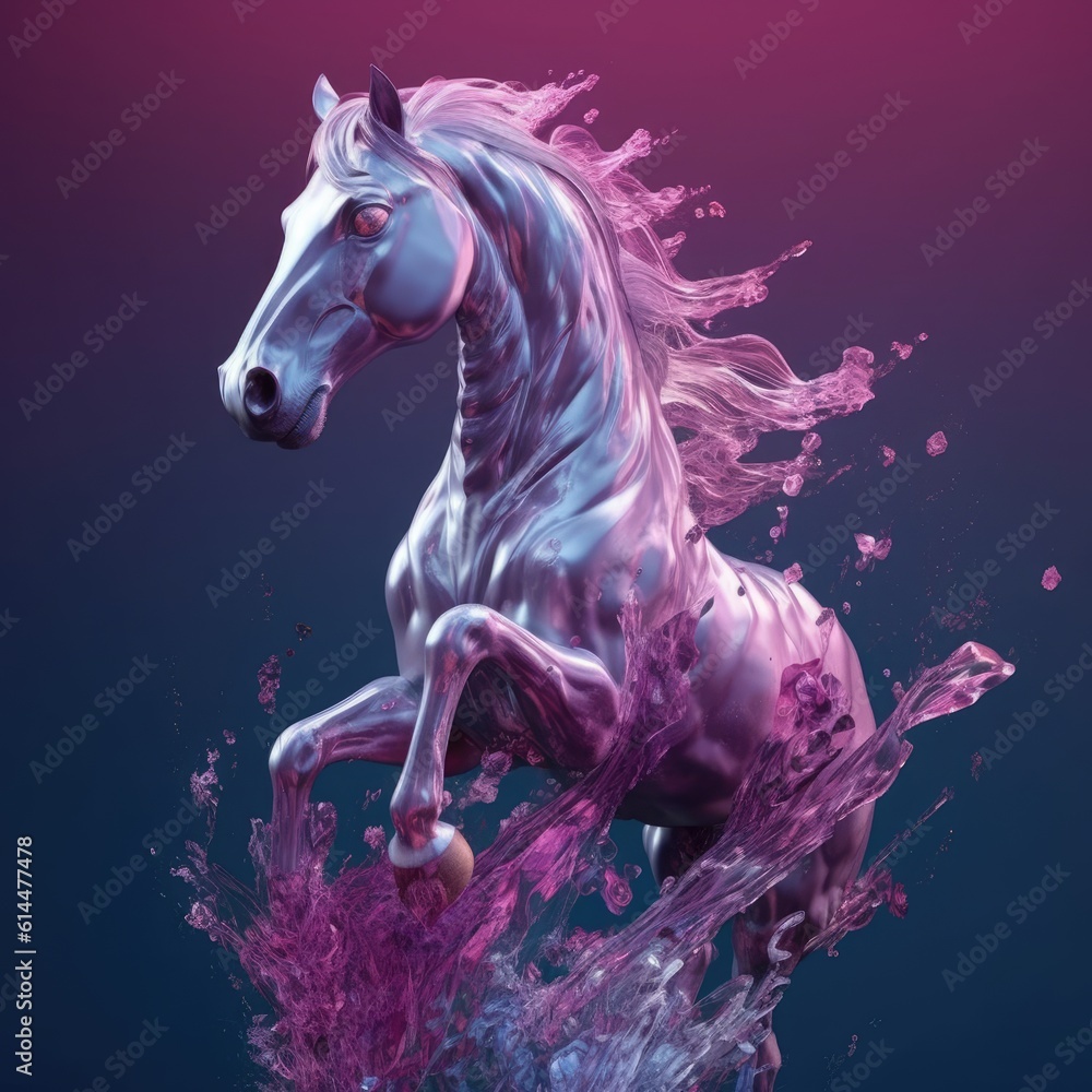Fantasy horse with violet flower