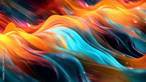 abstract colorful dynamic wave shape background, generative ai