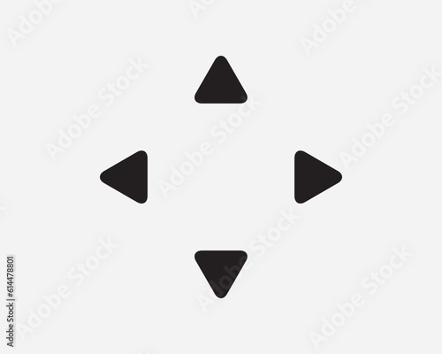 Up Down Left Right Arrow Icon. Four Direction Navigation Zoom In Out Triangle Black White Sign Symbol Illustration Artwork Graphic Clipart EPS Vector