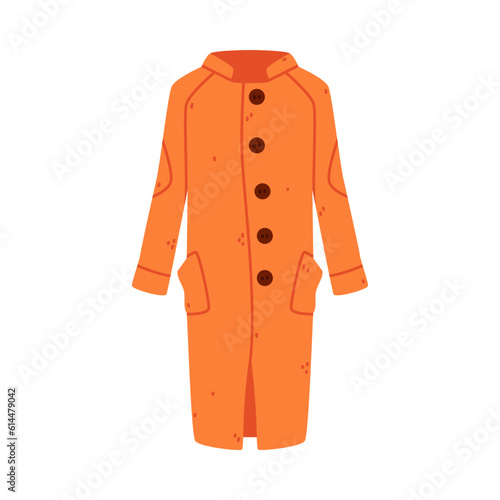 Long Coat with Sleeves as Warm Autumn Clothes Vector Illustration